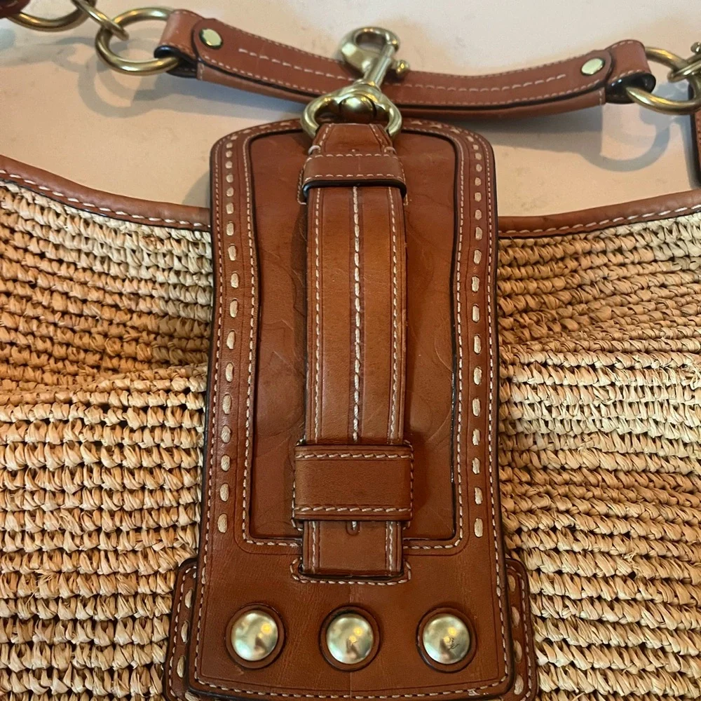 Coach Hobo Natural Straw XL Shoulder Sac/Bag/Purse 11806
